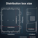 Outdoor Electrical Junction Box, ABS Water Resistant Enclosure with Internal Mounting Panel & Hinged Cover (13" H* 9.2" L* 3.7" W)
