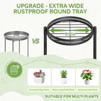 iDavosic.ly 5 Tier Large Plant Stand Indoor with 10-Inch Wide Drainage Tray, Tiered Corner Metal Outdoor Flower Display Holder Shelf, Folding Tall Rack for Patio Porch Balcony, Black Iron Carving