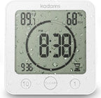 KADAMS Shower Clock Waterproof Bathroom Timer – Digital Wall Clock with Countdown, Magnetic Kitchen Clock with Temperature & Humidity, Suction Cup for Kids Shower Spa Sauna Cook Bath, White