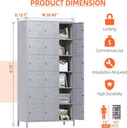 Aobabo 18 Doors Metal Storage Locker for Employees, Storage Locker for School Office Gym Bedroom, Grey, Assembly Required