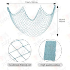 ZUEXT Fish Netting Decoration Light Blue 80x40 Inch, 2 Pack Large Picture Fish Net,Wall Photo Hanging Fishnet for Nautical Mermaid Pirate Ocean Theme Hawaii Beach Under The Sea Party Decoration