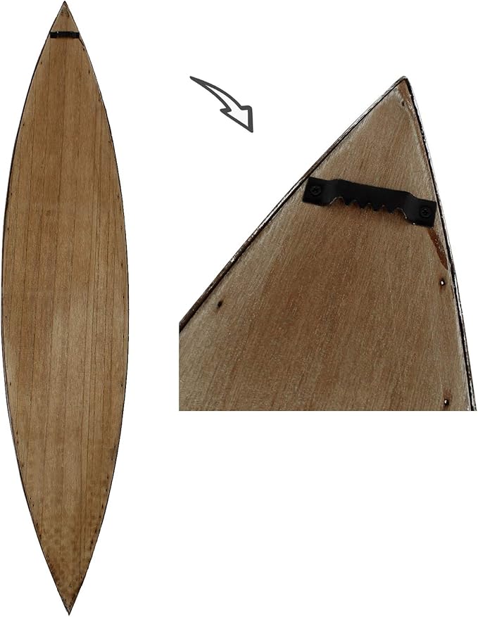 E-view Solid Wood Hanging Boat Shelf Decorative Nautical Wall Decor Beach Themed Bookcase Large Wooden 3-Tier Display Shelves for Home Kitchen Bedroom Living Room