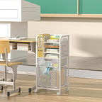 Rolling File Cart with 2 Drawers, White File Cabinet Organizer for Hanging File Folders, Letter-Size File Storage with Wheels, Multi-Layer Mobile Filing Cabinet for Office and Home, White