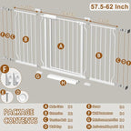 Fairy Baby Extra Wide Baby Gate for Doorways Auto Close Safety Gates for Bedroom, Fits 57.5 Inch to 62 Inch with Pressure Mounted Extention Kit, White