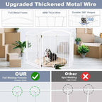 Full Metal Free Standing Dog Gate with Door for Indoor Outdoor, 144'' Extra Wide 36'' Tall Dog Gate for Doorways,Large Openings,Decks,Freestanding Portable Pet Fence(6 Panels,White)