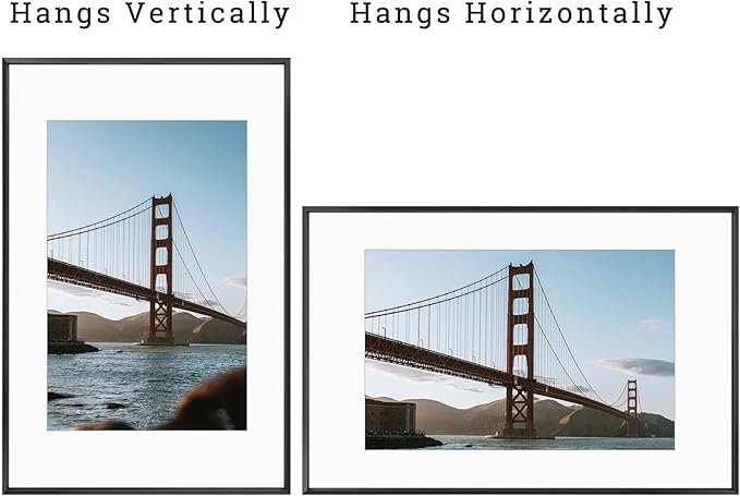 Frametory, 16x24 Metal Picture Frame with Mat for 12x18 Picture & Real Glass, Aluminum Photo Frame Collection (Black, 1 Pack)