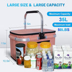 LIQING 35L Large Picnic Basket 2 Layers of Internal Pockets Leak-Proof and Insulated ，Folding with Internal Support for enhansed Stability, Wedding Gifts for Couple(Salmon Color)