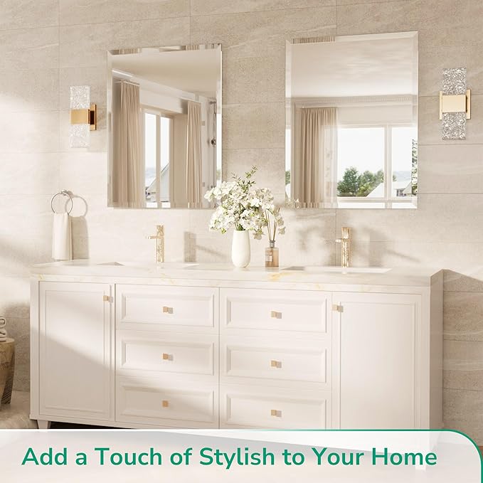 TokeShimi 30x36 Beveled Bathroom Mirror Frameless, Rectangle Bathroom Vanity Mirror with 1" Beveled Edge, Shatterproof Modern Mirrored Wall Decor for Living Room, Entryway, Bedroom