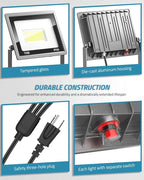 PAULINN 21000 Lumen Work Lights with Stand, 3 Adjustable Head LED Work Light with Foldable Stand and 16FT Cord, IP66 Waterproof Led Construction Light