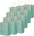 qiqee 100PCS Gift Bag with Handles Bulk Kraft Light Blue Paper Bags Assorted Sizes(33pcs Large 13",33pcs Medium 11",34pcs Small 8")