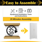 Metal Storage Cabinet with Drawers,75Inch White Pantry Cabinets for Kitchen Storage with 3 Adjustable Shelves,Tall Kitchen Pantry Cabinet for Living Room, Dining Room Office