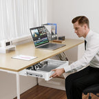 PUTORSEN Under Desk Storage Drawer 15.74" Wide - Smooth Slide Out Organizer for Standing Desk & Home Office,Max Load 17.6 lbs,Quiet Glide, White