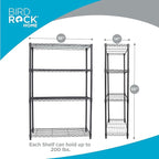 Internet's Best 4-Tier Wire Shelving | Flat Black | Heavy Duty Shelf | Wide Adjustable Rack Unit | Kitchen Storage