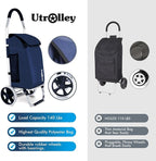 Ultra-Lightweight Foldable Grocery Cart with 40L Capacity, Soft Rolling Wheels, Removable Insulated Bag – Multi-Purpose Personal Hand Truck (Blue)