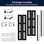 Bifold Doors for 72" x 80" Opening, 3-lite Tempered Frosted Glass Closet Folding Doors with Hardware kit Included, Easy Assembly, Black