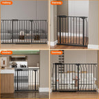 HOOEN Narrow Baby Gate for Stairs - 29 to 34 Inch Wide with Door, Metal Tension Pressure Mounted Child Safety Gate