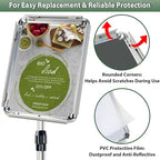 Poster Stand Holder Adjustable Pedestal Floor Standing Sign Holder Vertical and Horizontal View Sign Display, Aluminum Snap Open Frame with Safety Corner (Sliver-8.5x11)