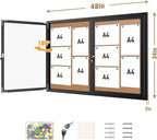 Mifuro 48"x34" Enclosed Bulletin Board, Outdoor Lockable Weather-Resistant Aluminum Cork Noticeboard for School & Office, Silver Frame w/Cork