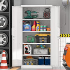 Metal Garage Storage Cabinet,72" Locking Tool Cabinet with Doors and 4 Shelves,Tall Metal Cabinets with Garage Storage Systems for Home Office,School,White