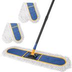 KeFanta 36" Commercial Dust Mops for Floor Cleaning,Industrial Dry Wet Mop with Heavy Duty Long Handle,2 Large Cotton Washable Mop Pads,for Hardwood,Tile,Concrete,Laminate,Garage Floors(Blue)