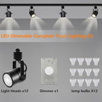 12PCS Dimmable LED Track Lighting Heads with Dedicated Dimmer and Replaceable GU10 Bulbs, Black 3CCT Ceiling Spotlight Fixtures for Accent Lighting for Home, Store, Moblie Cart Black