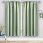 JIUZHEN Blackout Curtains for Bedroom - 70 x 63 Inch Extra Wide Privacy Assured Thermal Insulated Room Darkening Sliding Door Curtains for Living Room, Set of 2 Panels with Tiebacks, Light Green