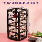 360° Rotating Jewelry Organizer Stand with 5 Layers,Acrylic Earring Holder Organizer Stand,228 Holes and 232 Grooves for Studs,Dangly Earrings,Chains,Bracelets,Necklace