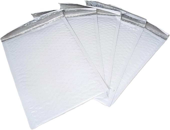 400-Pack 7.25x11.25" White Poly Bubble Mailers, Padded Shipping #1 Envelopes Self Seal Tear Resistant Lightweight Mailing Bags for Small Business, Books, DVDs, Gifts