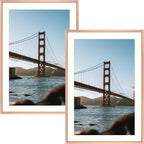 Frametory, 13x19 Metal Picture Frame with Mat for 11x17 Picture & Real Glass, Aluminum Photo Frame Collection (Rose Gold, 2 Pack)