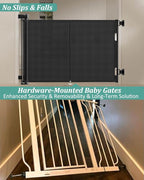 59 inch Retractable Baby Gates 34 inch Tall, Retractable Gate with Reinforced Strip Design to Prevent Crawling Through, 5 FT Retractable Dog Gate for Stairs, Doorways, Hallways, Indoor/Outdoor