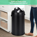 Commercial Grade Stainless Steel Kitchen Trash Can, 65L (17 Gallon) Heavy Duty Round Garbage and Recycling Bin with Fingerprint-Proof Swing Lid, Durable Indoor and Outdoor Use