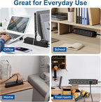 Wall Mount Power Strip,Flat Plug Power Strip with Switch,6ft Extension Cord,6 Outlets, Flexible Installation for Home, Office,and School,ETL Listed,Black (6ft,6 outlets)