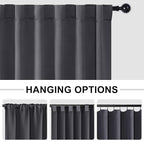 Hiasan Privacy Room Divider Patio Sliding Door Curtain Extra Wide Blackout Thermal Insulated Curtains with Back Tab & Rod Pocket for Bedroom Partition Living Room (120 x 108 Inches, Dark Grey)