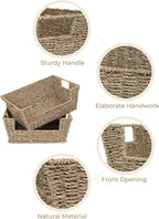 StorageWorks Wicker Storage Basket for Pantry Organizers and Storage, Stackable Seagrass Pantry Baskets for Shelves, 2-Pack