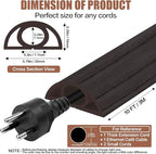 Floor Cord Cover Self Adhesive Cord Hider,10FT Cable Management, Extension Strip Protector for Wires, Prevent Cable Trips for Offices, Gyms, Exhibitions Cavity:0.3"(W) x 0.28"(H) Black Wood