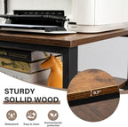 Under Desk Printer Stand - 2-Tier Industrial Mobile Printer Table with Storage Shelf, 19.7''x19.7''x12.6'' Heavy Duty Wood Rolling Printer Cart with Wheels for Home and Office,Rustic Brown
