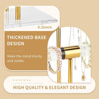 Necklace Holder Bracelet Holder, 2-Tier Acrylic Jewelry Display Stand Gold Jewelry Tower Stand Crystal T Bar Jewelry Organizer Gift for Women(2-Tier 1pc)