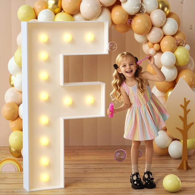 imprsv Marquee Light Up Letters, 4FT Mosaic Letters with Light for Baby Shower Graduation Party Decor, Large F for Engagement Wedding Party Decorations (Need to Assemble)