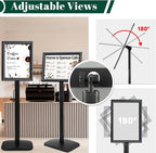 Heavy Duty Pedestal Sign Holder for Display, 11 x 17 inches Adjustable Floor Standing Sign Holder with Weighted Base , Vertical and Horizontal View Sign Stand for Indoor/Outdoor Advertising，Black