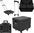 Wellmax WM99800BK Rolling Crate Cart with Wheels, Foldable Utility Cart for Teachers, Shopping, Office | Silent Wheels, Aluminum Handle, 132 lbs Capacity – Black