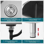 Commercial Mop Sink 304 Stainless Steel Floor Sink with Deep Basin, Anti-Splash Design & Quick Drainage Heavy-Duty Mop Service Basin for Kitchen, Laundry, Garage, Restaurant 18''