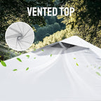 CROWN SHADES 10x10 Pop Up Canopy - Patented Center Lock One Push Instant Outdoor Canopy Beach Tent with STO-N-Go Bag 8 Stakes & 4 Sand Bags，White