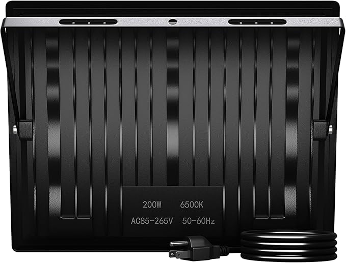 XXBSAZ 2 Pack 200W LED Flood Lights Outdoor, 25,000LM Plug-in Hardwire Work Light IP66 Waterproof - 6500K Daylight Bright for Yard, Garage, Stadium