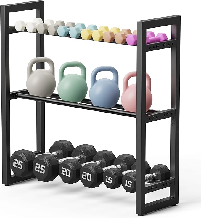 Pickpiff 3 Tier Dumbbell Rack Weight Rack Stand Only for Home Gym Storage Organizing Dumbbells Up to 390 lb Capacity