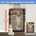65.7"-72.2" Extra Wide Baby Gate, 40.5" Tall Dog Gate Indoor,Walk Through Pet Gates for Doorways Kitchen No Drilling Auto Close Pressure Mounted Safety Child Toddler Gate, Black