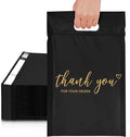 JinRuiKJ Poly Mailers with Handle 10x13 Inch 25 Pcs, Easy to Carry Packaging Bags for Small Business, Thank You Shipping Bags with Self Adhesive Strip, Tearproof and Waterproof - Black
