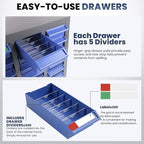 100-Drawer - Nut and Bolt Organizer | Stainless Steel Part Storage Cabinet | Shelves & Labels | Each Drawer 3.9" D x 7.8W x 2" H | Durable Hardware Storage for Small Parts/Tool (Classroom, Home)