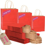 qiqee 100PCS Gift Bag with Handles Bulk Kraft Red Paper Bags Assorted Sizes(33pcs Large 13",33pcs Medium 11",34pcs Small 8")