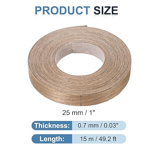 PATIKIL Walnut Edge Banding, 1 in x 49.2 ft Wood Veneer Tape, Pre-glued Flexible