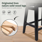 Counter Height Bar Stools Set of 6 for Kitchen Counter Farmhouse Modern Barstools with Faux Leather Upholstered Backless Seat and Solid Wood Legs 24 inch Bar Chairs, Grey + Black